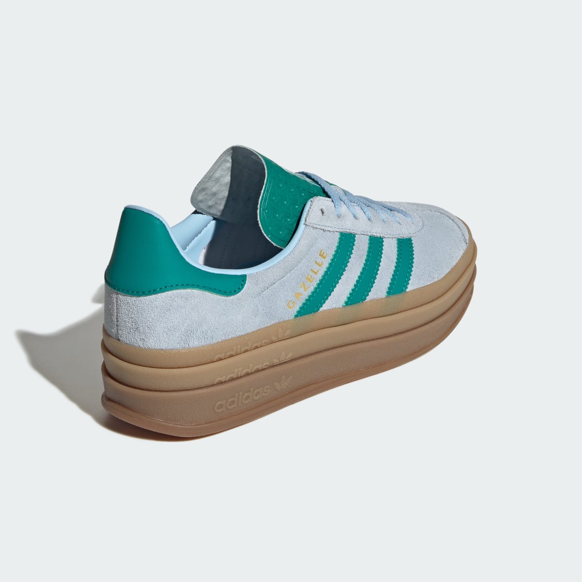 Adidas Women's GAZELLE BOLD SHOES - Clear Sky / Equipment Green / Gold Metallic - Image 5