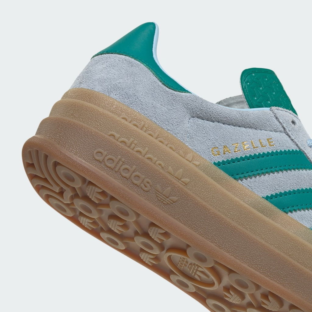 Adidas Women's GAZELLE BOLD SHOES - Clear Sky / Equipment Green / Gold Metallic - Image 7