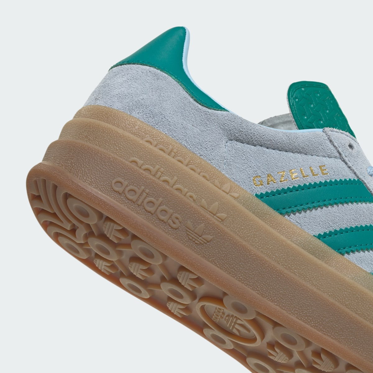Adidas Women's GAZELLE BOLD SHOES - Clear Sky / Equipment Green / Gold Metallic - Image 7