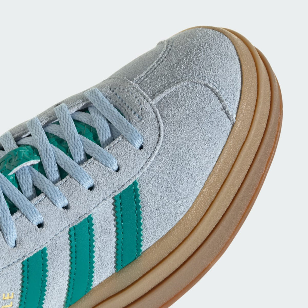 Adidas Women's GAZELLE BOLD SHOES - Clear Sky / Equipment Green / Gold Metallic - Image 8