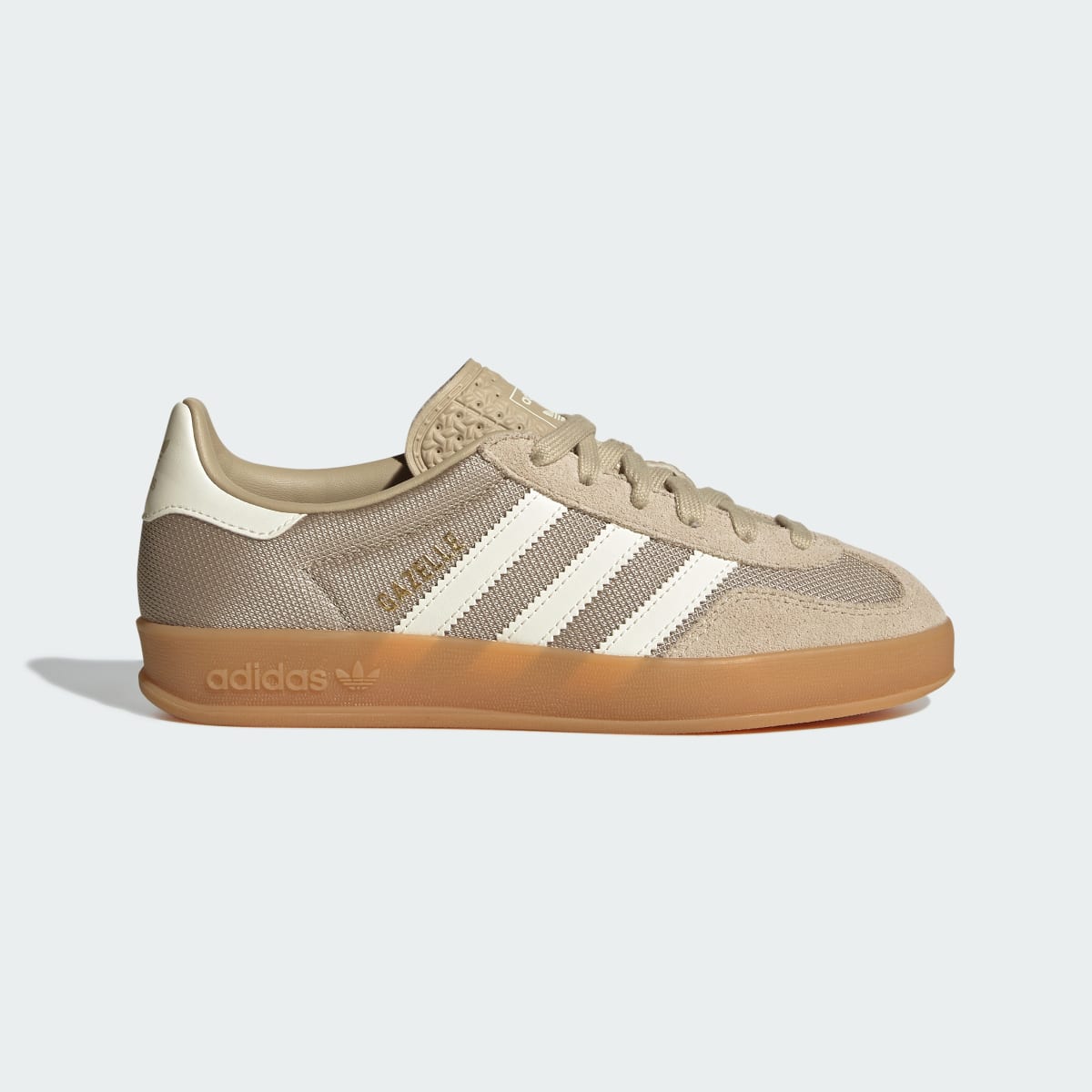 Adidas Kids' GAZELLE INDOOR SHOES - Khaki Three / Off White / Gold Metallic - Image 1