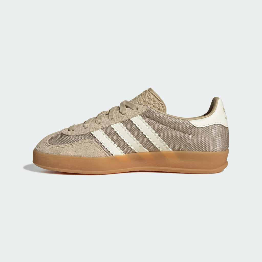 Adidas Kids' GAZELLE INDOOR SHOES - Khaki Three / Off White / Gold Metallic - Image 6