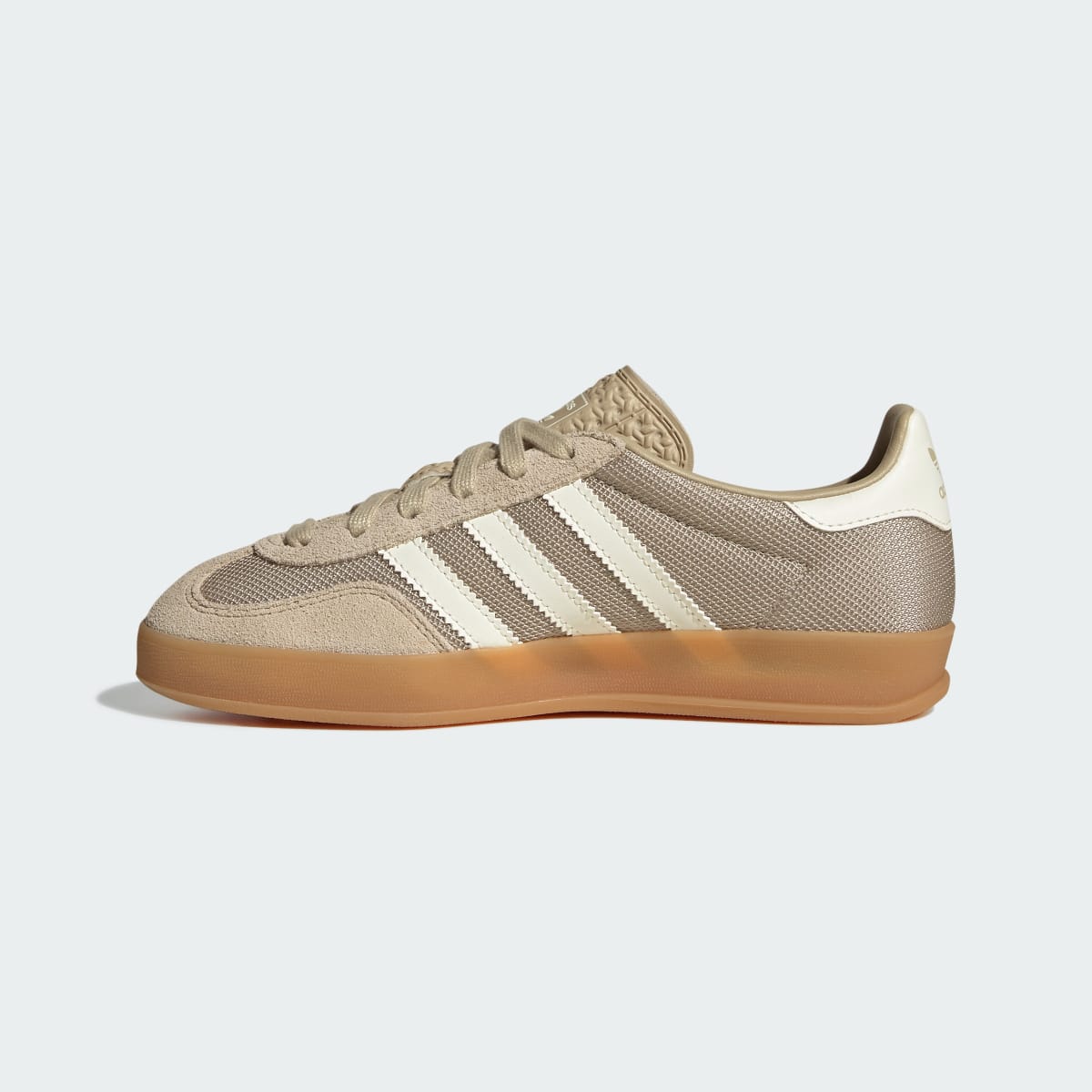 Adidas Kids' GAZELLE INDOOR SHOES - Khaki Three / Off White / Gold Metallic - Image 6