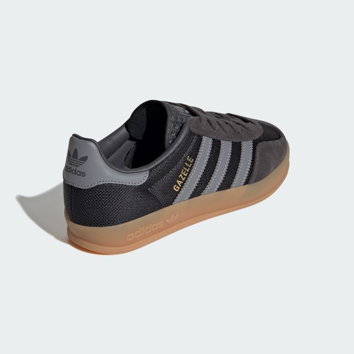 Adidas Kids' GAZELLE INDOOR SHOES - Utility Black / Grey Three / Gold Metallic - Image 5