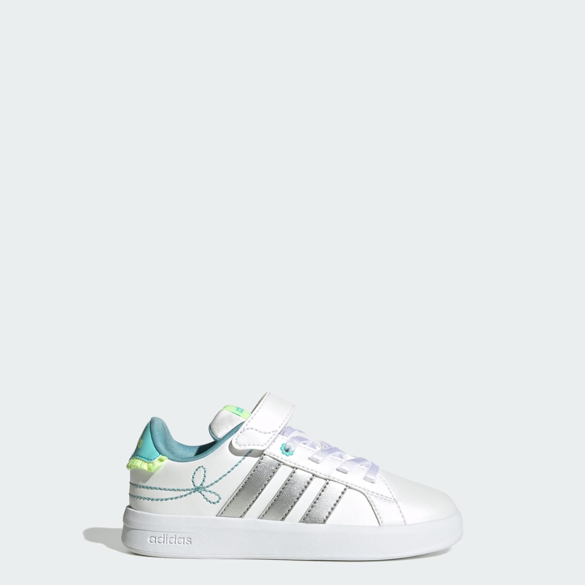 Adidas Kids' GRAND COURT 3.0 GIRLS SHOES CHILDREN - Cloud White / Silver Metallic / Flash Aqua - Image 1