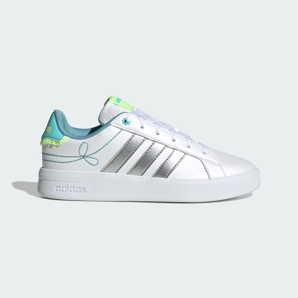 Adidas Kids' GRAND COURT 3.0 GIRLS SHOES JUNIOR - Cloud White / Silver Metallic / Flash Aqua - Image 1
