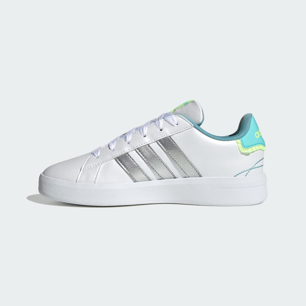 Adidas Kids' GRAND COURT 3.0 GIRLS SHOES JUNIOR - Cloud White / Silver Metallic / Flash Aqua - Image 6