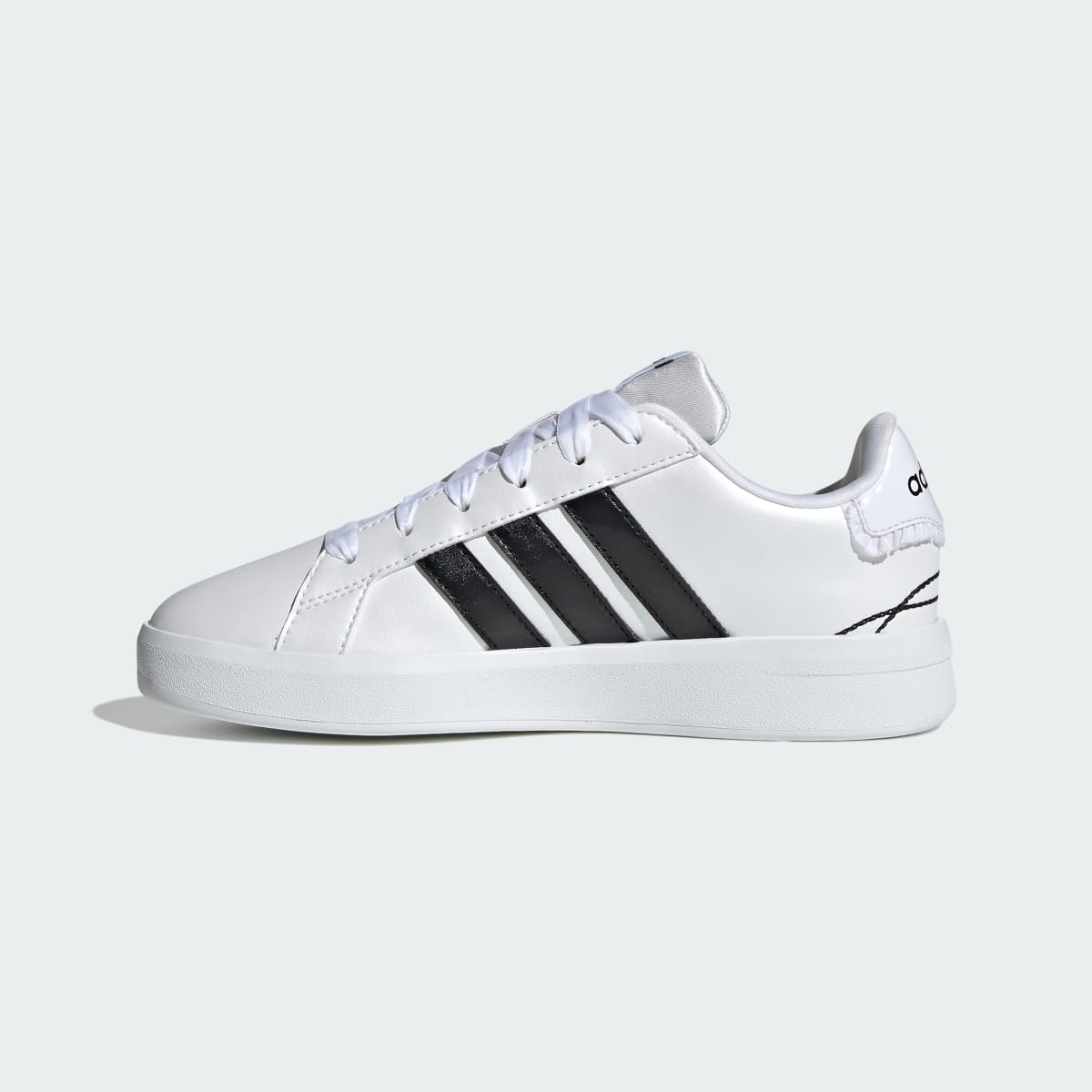 Adidas Kids' GRAND COURT 3.0 GIRLS SHOES JUNIOR - Cloud White / Core Black / Hi-Res Yellow - Image 6