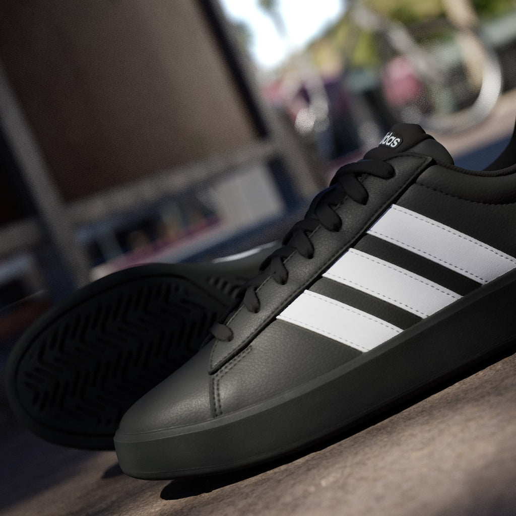 Adidas Men's GRAND COURT 3.0 SHOES - Core Black / Cloud White / Cloud White - Image 10