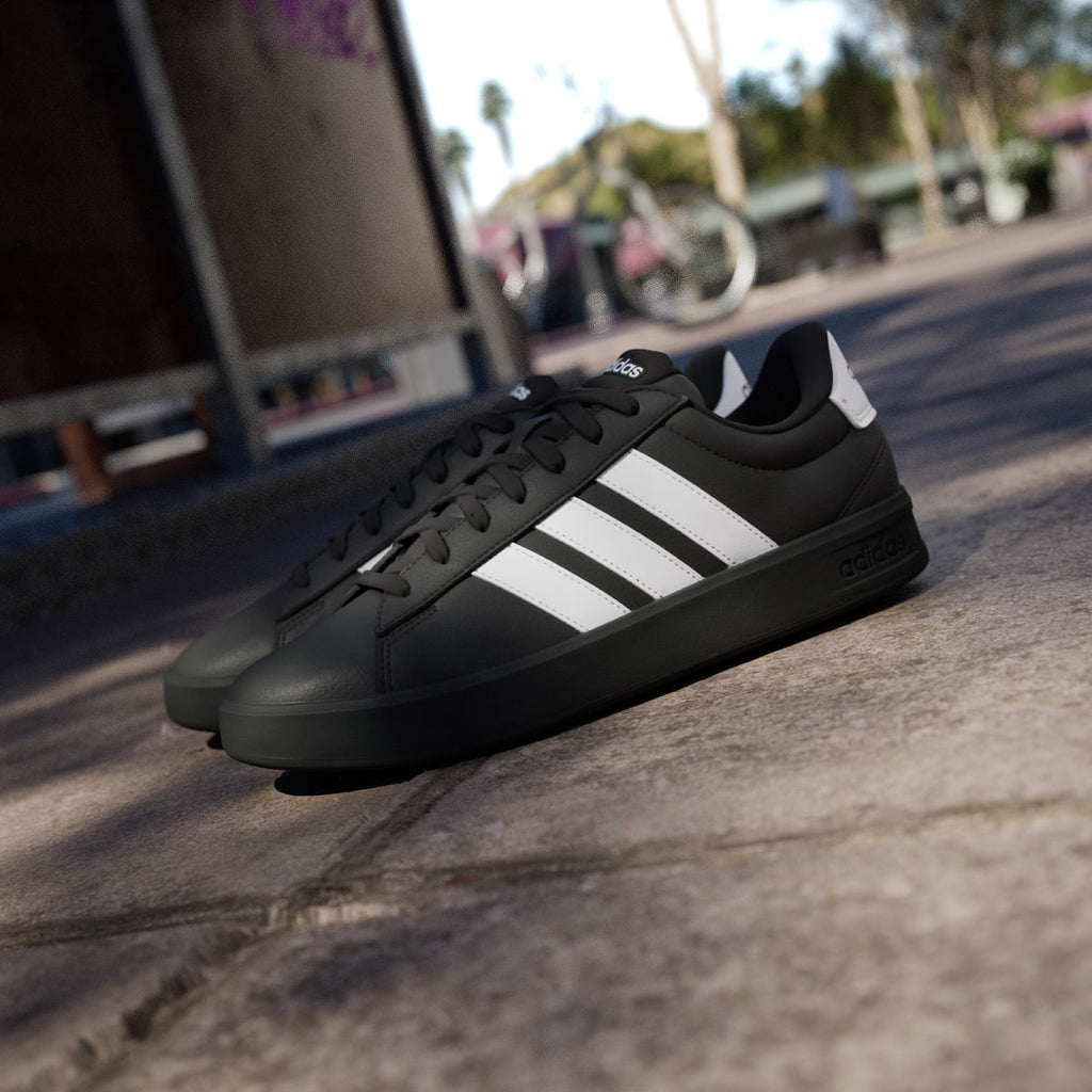 Adidas Men's GRAND COURT 3.0 SHOES - Core Black / Cloud White / Cloud White - Image 8