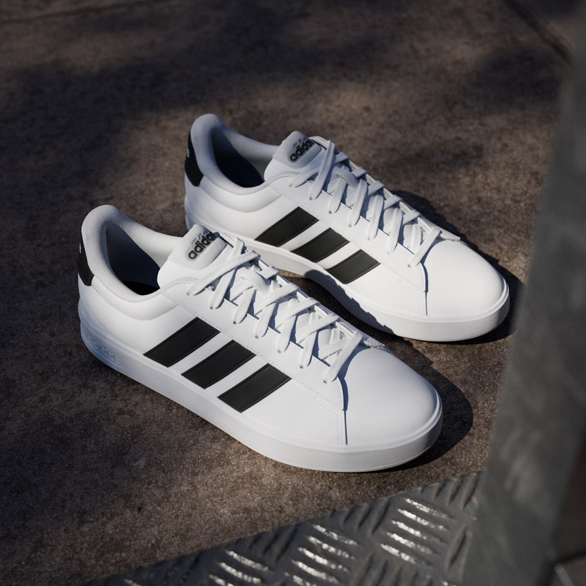 Adidas Men's GRAND COURT 3.0 SHOES - Cloud White / Core Black / Cloud White - Image 5