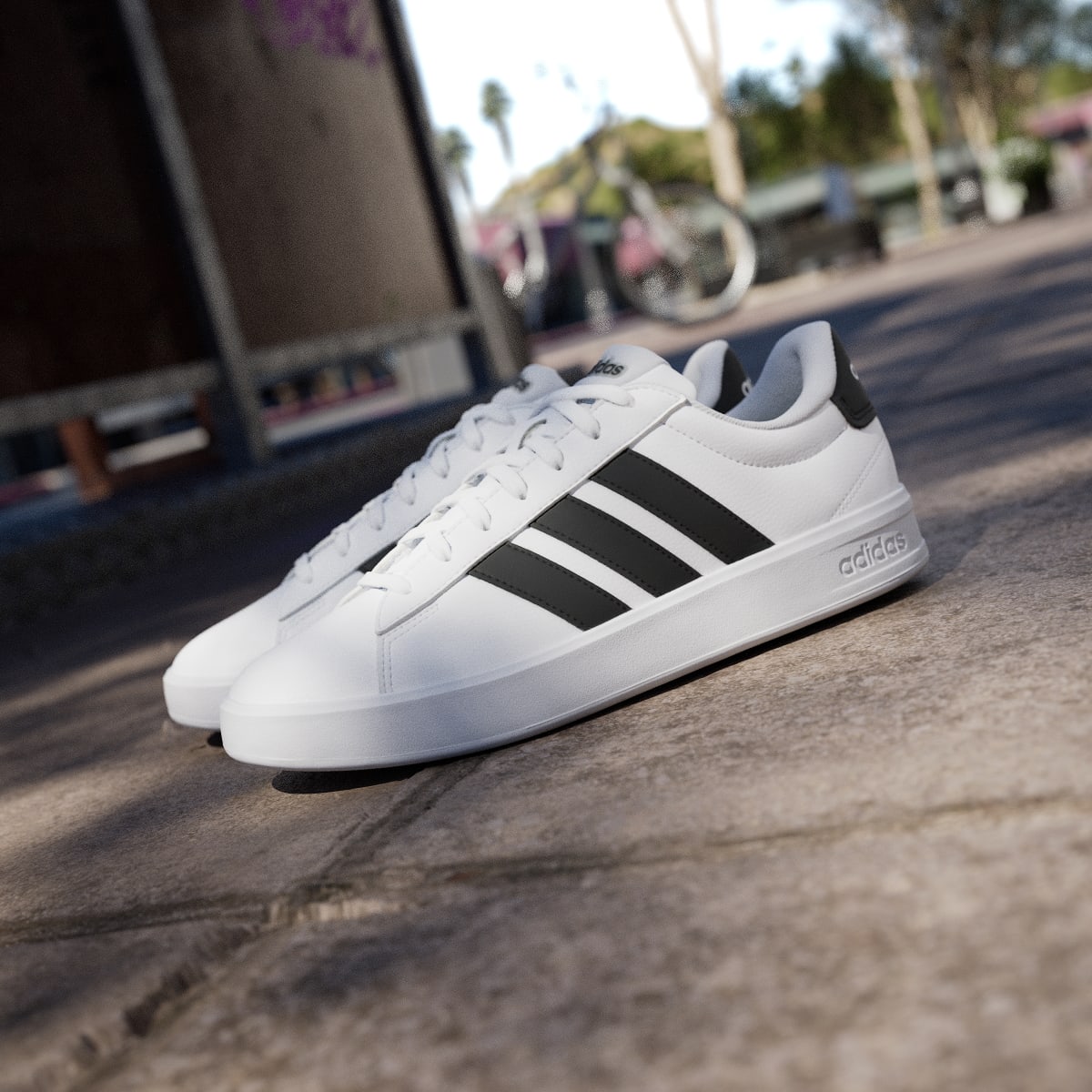 Adidas Men's GRAND COURT 3.0 SHOES - Cloud White / Core Black / Cloud White - Image 8