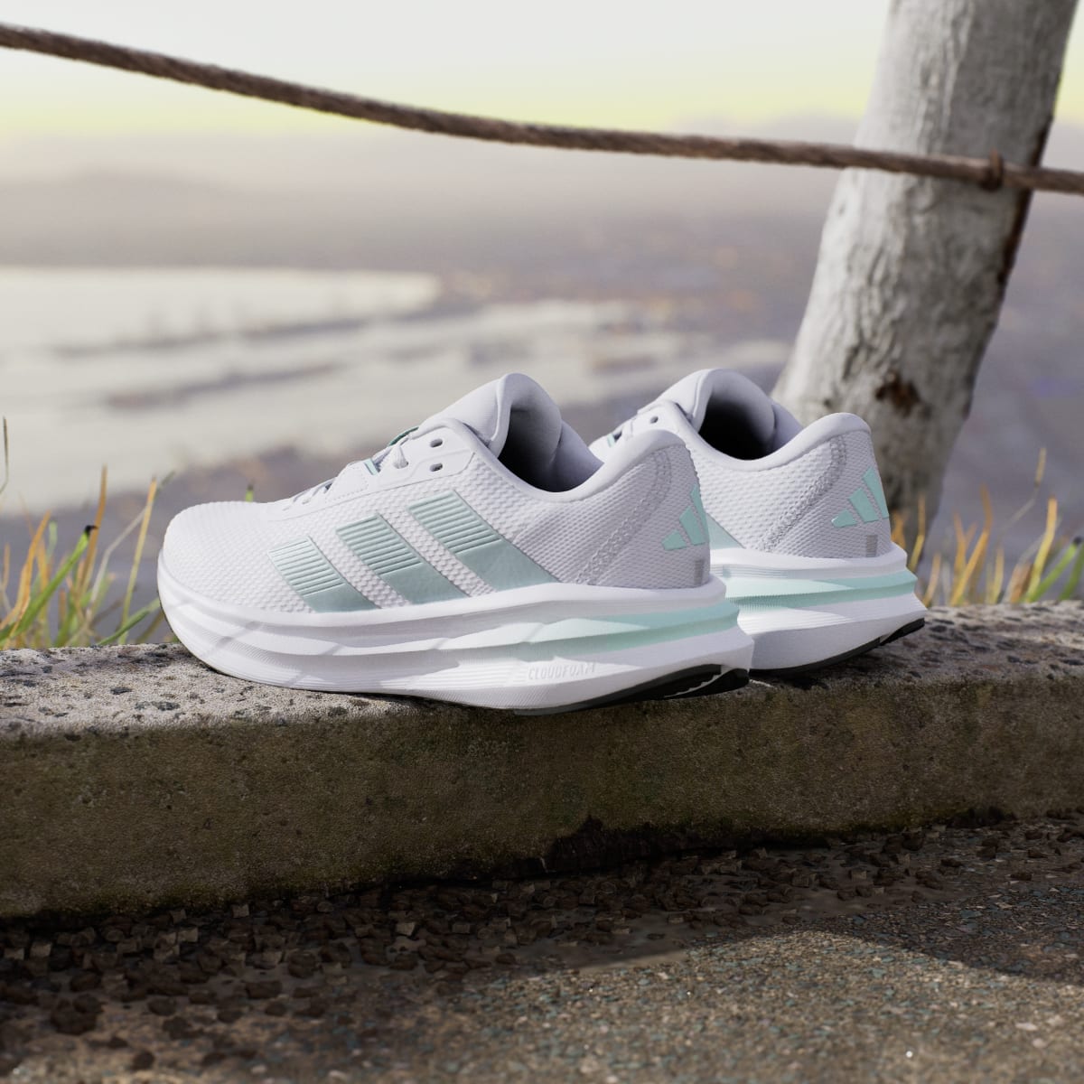 Adidas Women's Galaxy 7 Running Shoes - Cloud White / Magic Grey Met / Semi Flash Aqua - Image 6