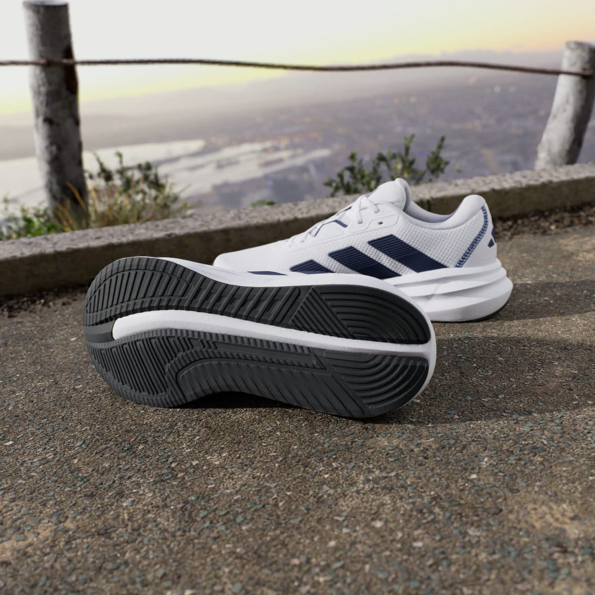 Adidas Men's Galaxy 7 Running Shoes - Cloud White / Dark Blue / Core Black - Image 4