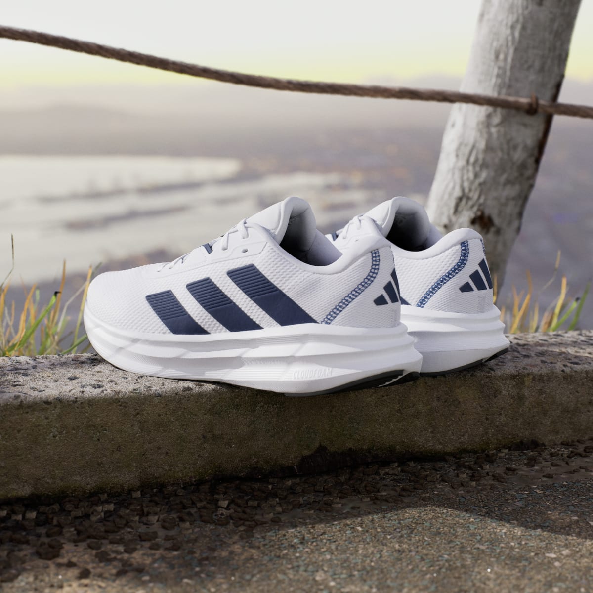 Adidas Men's Galaxy 7 Running Shoes - Cloud White / Dark Blue / Core Black - Image 6