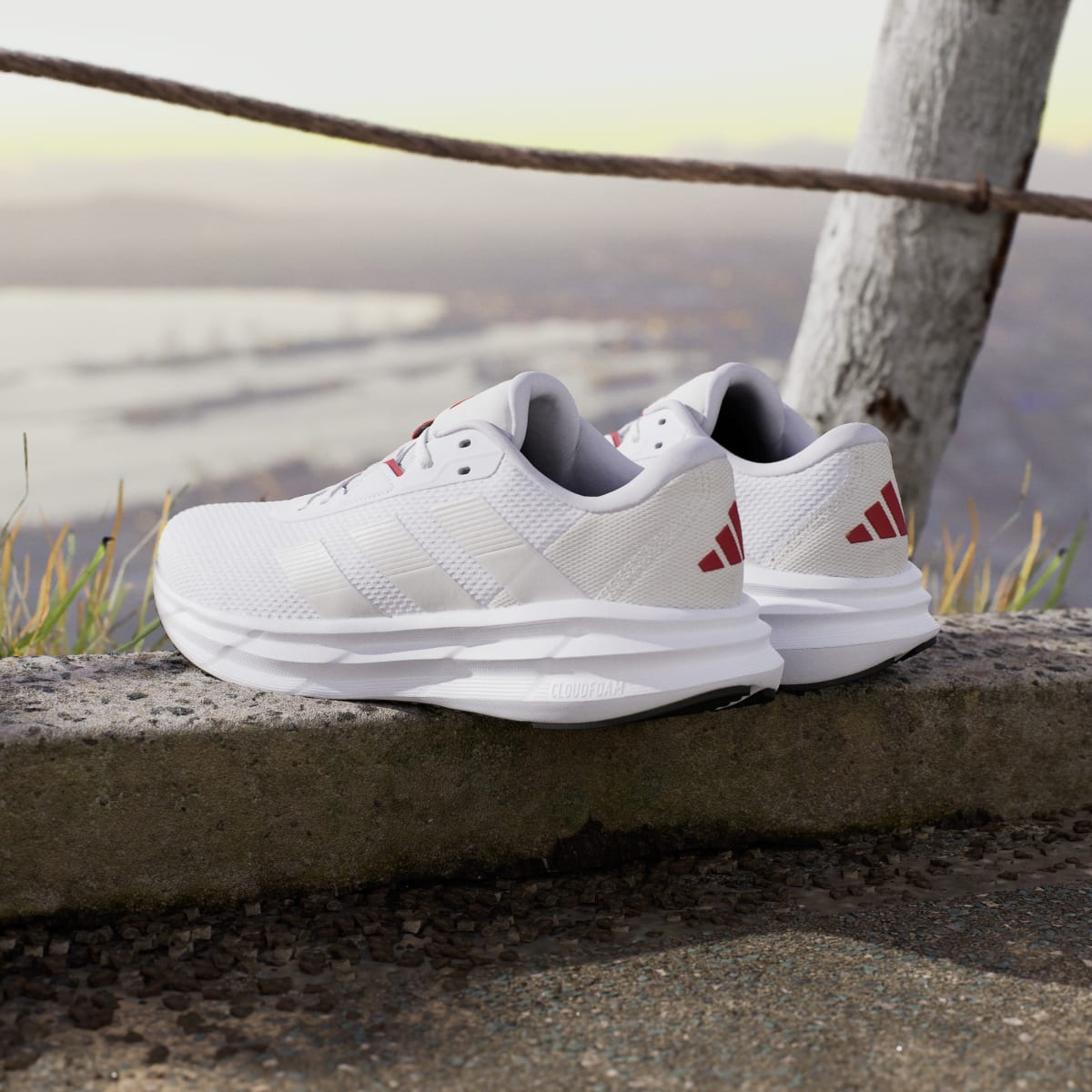 Adidas Men's Galaxy 7 Running Shoes - Cloud White / Grey One / Power Red - Image 6