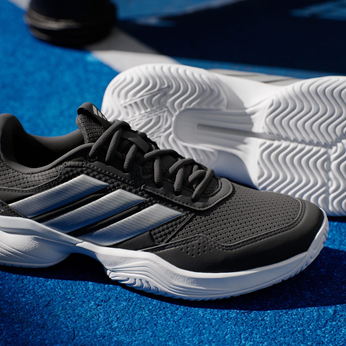 Adidas Women's GameCourt 3 All Court Tennis Shoes - Core Black / Silver Metallic / Cloud White - Image 11