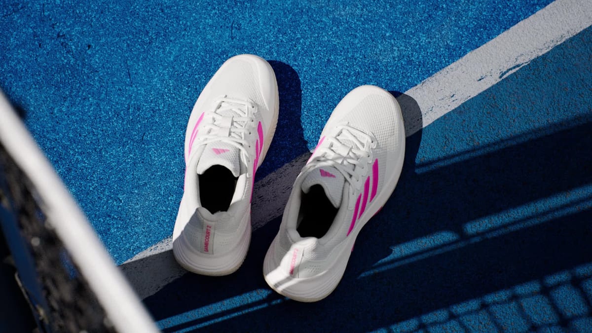 Adidas Women's Gamecourt 2.0 Tennis Shoes - Core White / Lucid Pink / Core Black - Image 2