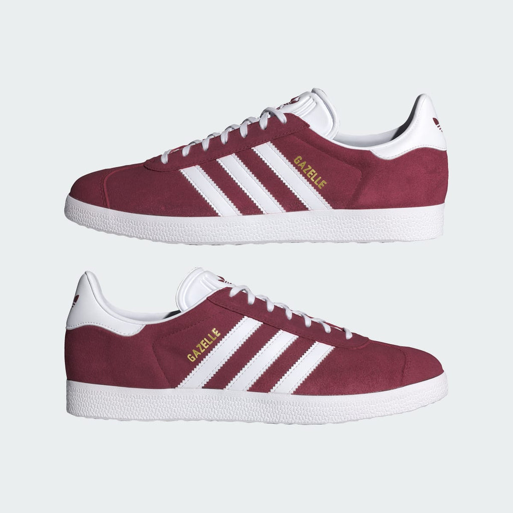 Adidas Men's Gazelle Shoes - Collegiate Burgundy / Cloud White / Gold Metallic - Image 8