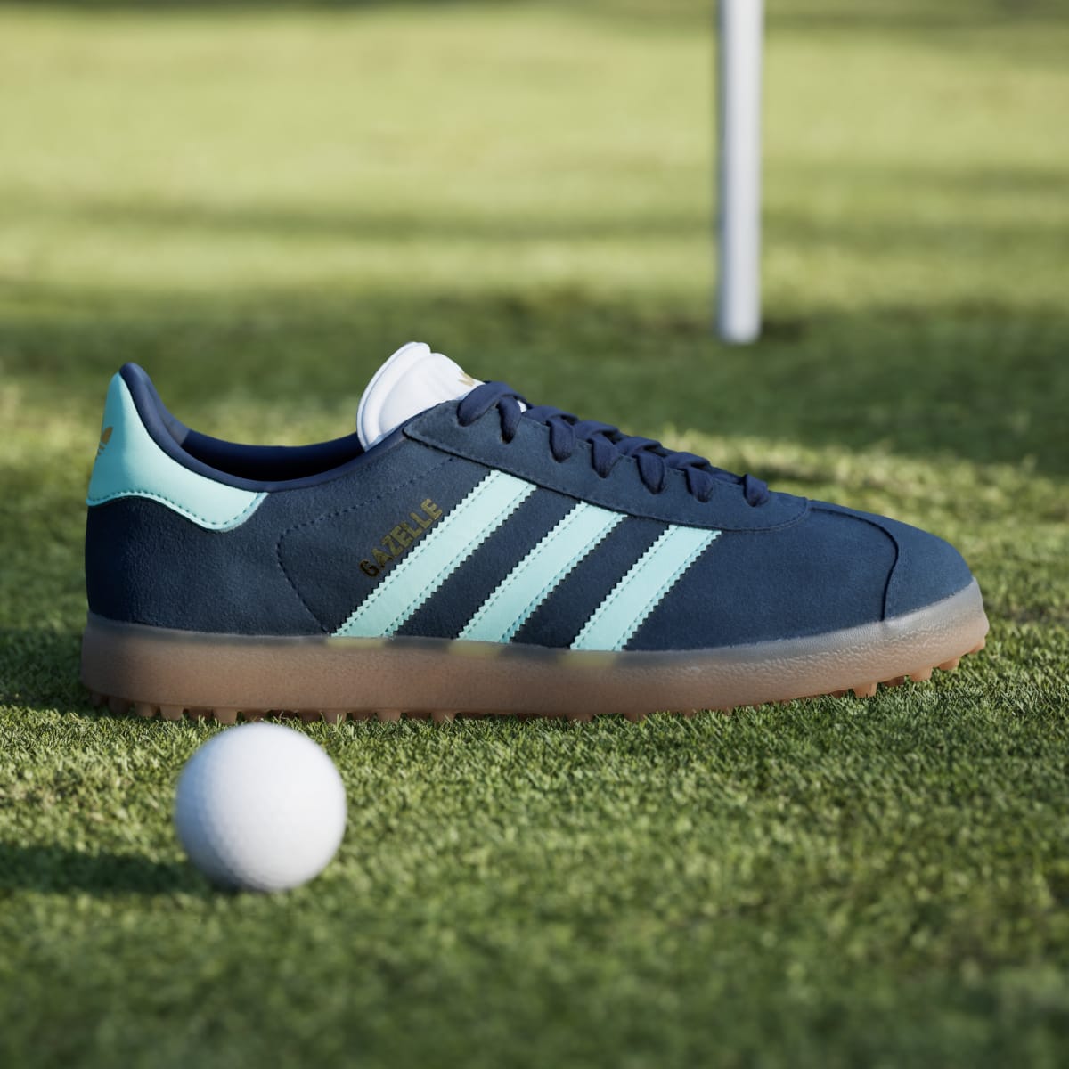 Adidas Men's Gazelle Spikeless Golf Shoes - Night Indigo / Clear Mint / Cloud White - Image 3