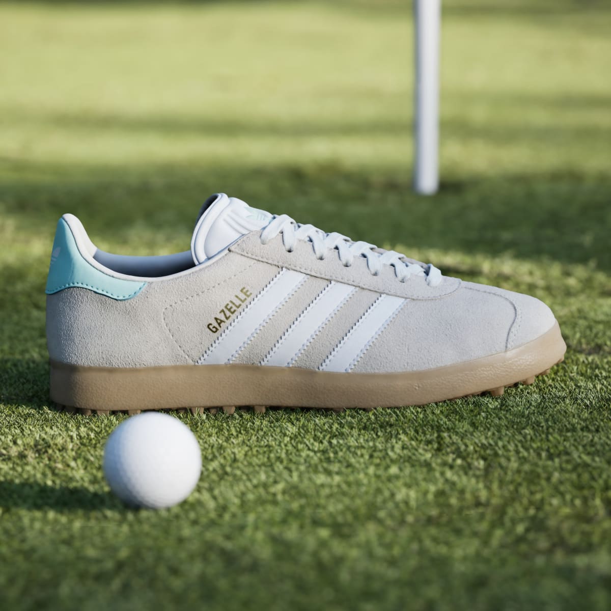 Adidas Women's Gazelle Spikeless Golf Shoes - Chalk White / Cloud White / Clear Mint - Image 3