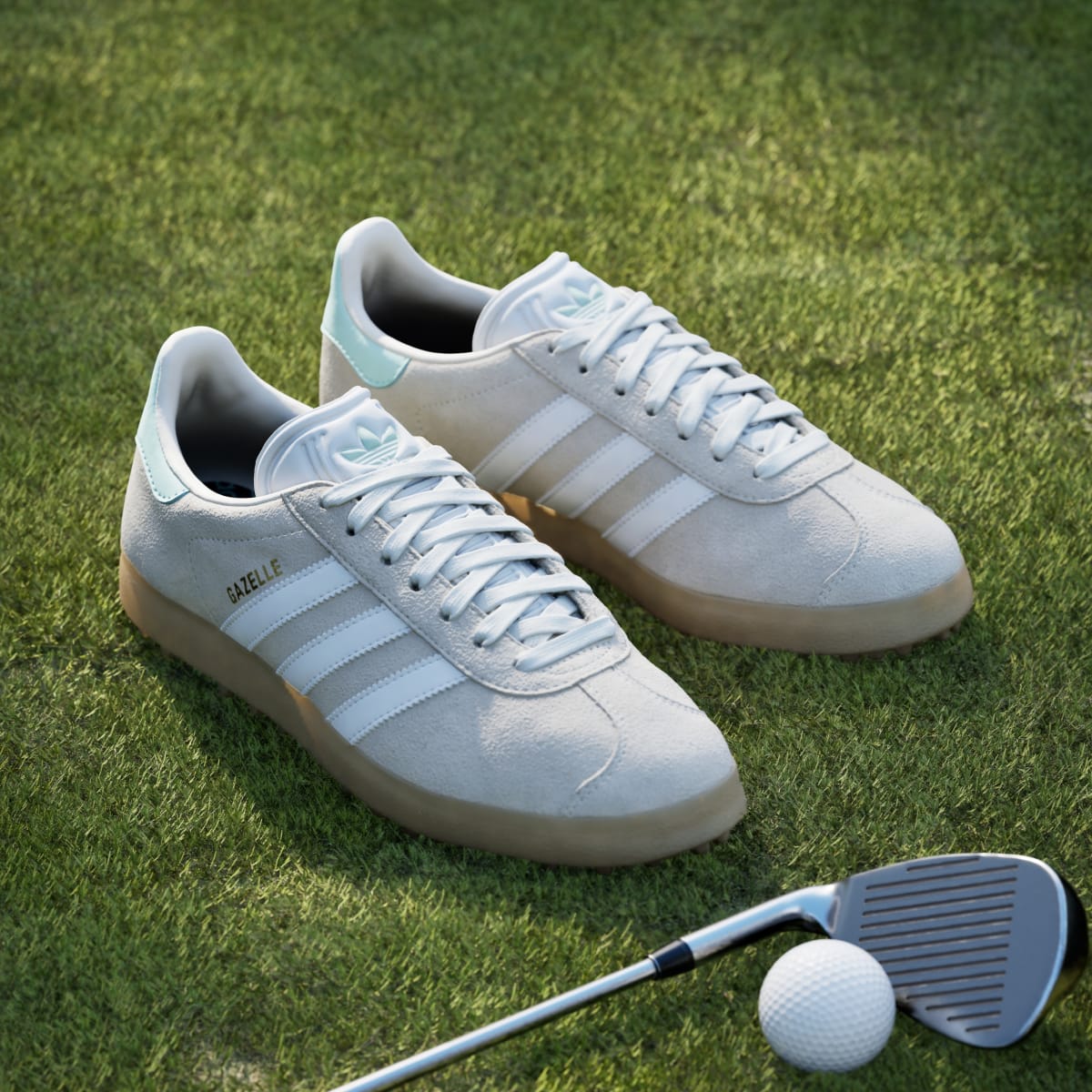 Adidas Women's Gazelle Spikeless Golf Shoes - Chalk White / Cloud White / Clear Mint - Image 5