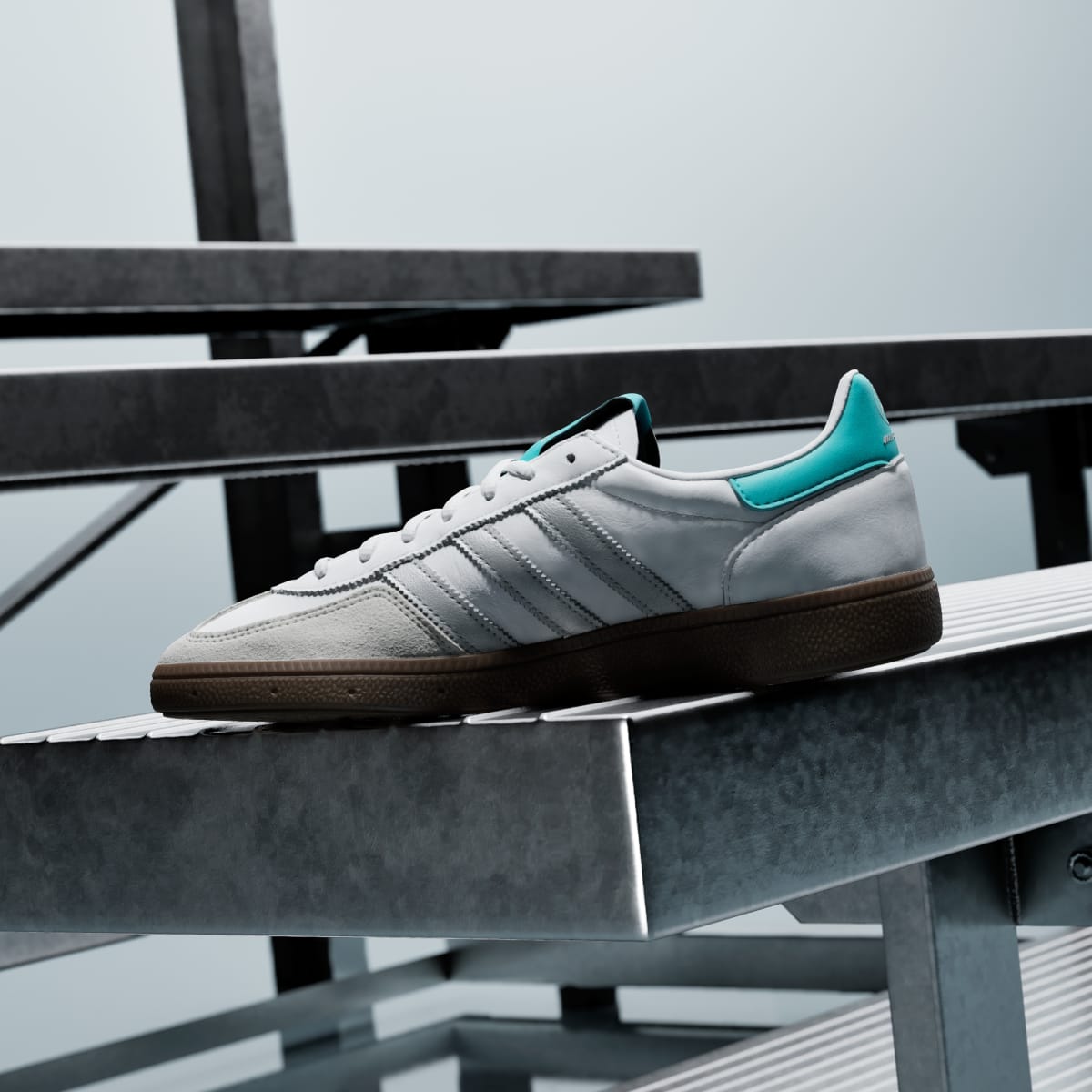 Adidas Men's HANDBALL SPEZIAL MERCEDES SHOES - Cloud White / Silver Metallic / Gum - Image 7