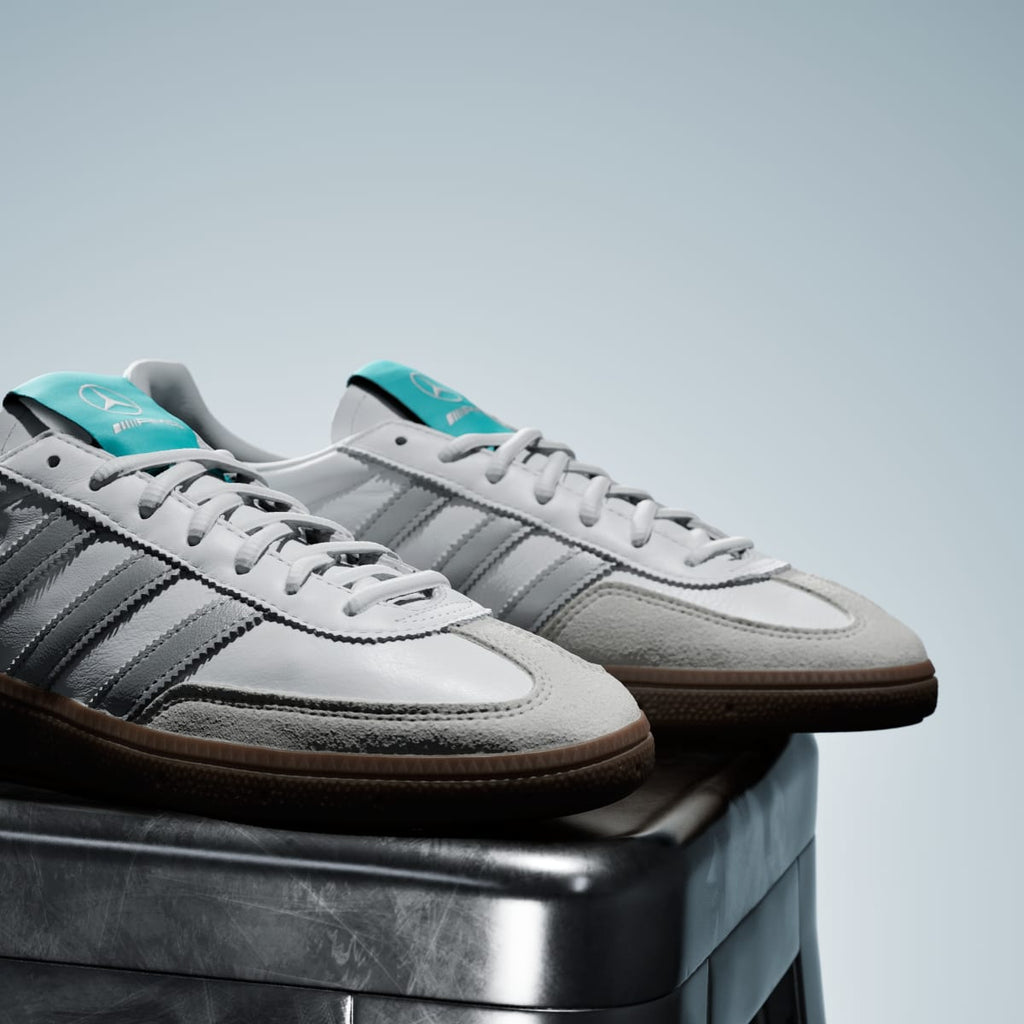 Adidas Men's HANDBALL SPEZIAL MERCEDES SHOES - Cloud White / Silver Metallic / Gum - Image 9