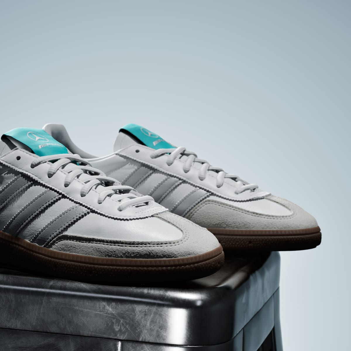 Adidas Men's HANDBALL SPEZIAL MERCEDES SHOES - Cloud White / Silver Metallic / Gum - Image 9
