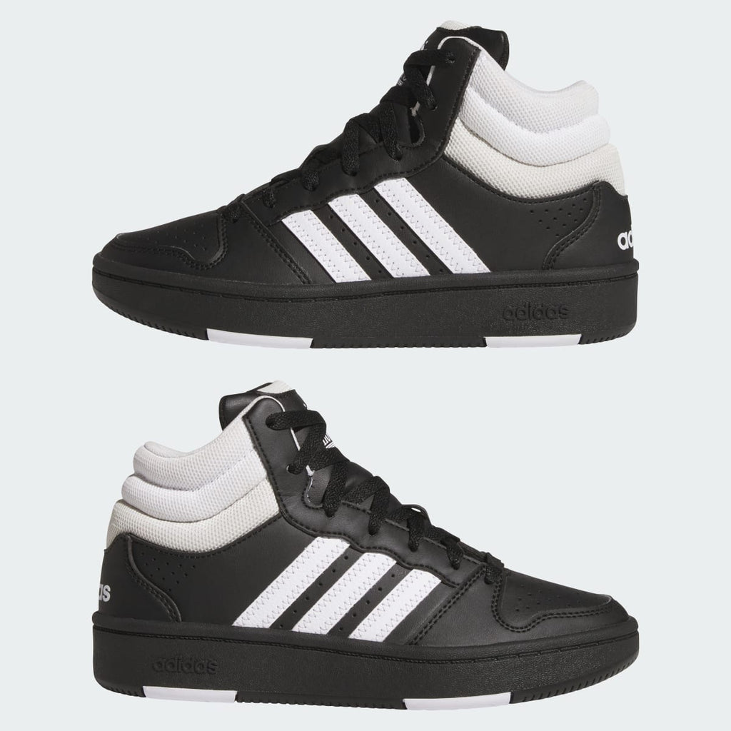 Adidas Kids' HOOPS MID CLASSIC SHOES - Core Black / Cloud White / Orbit Grey - Image 8