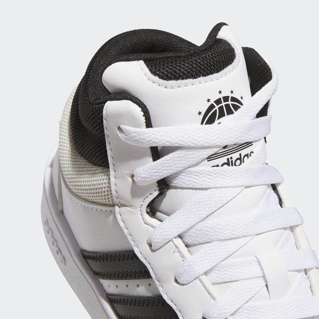Adidas Kids' HOOPS MID CLASSIC SHOES - Cloud White / Core Black / Orbit Grey - Image 9