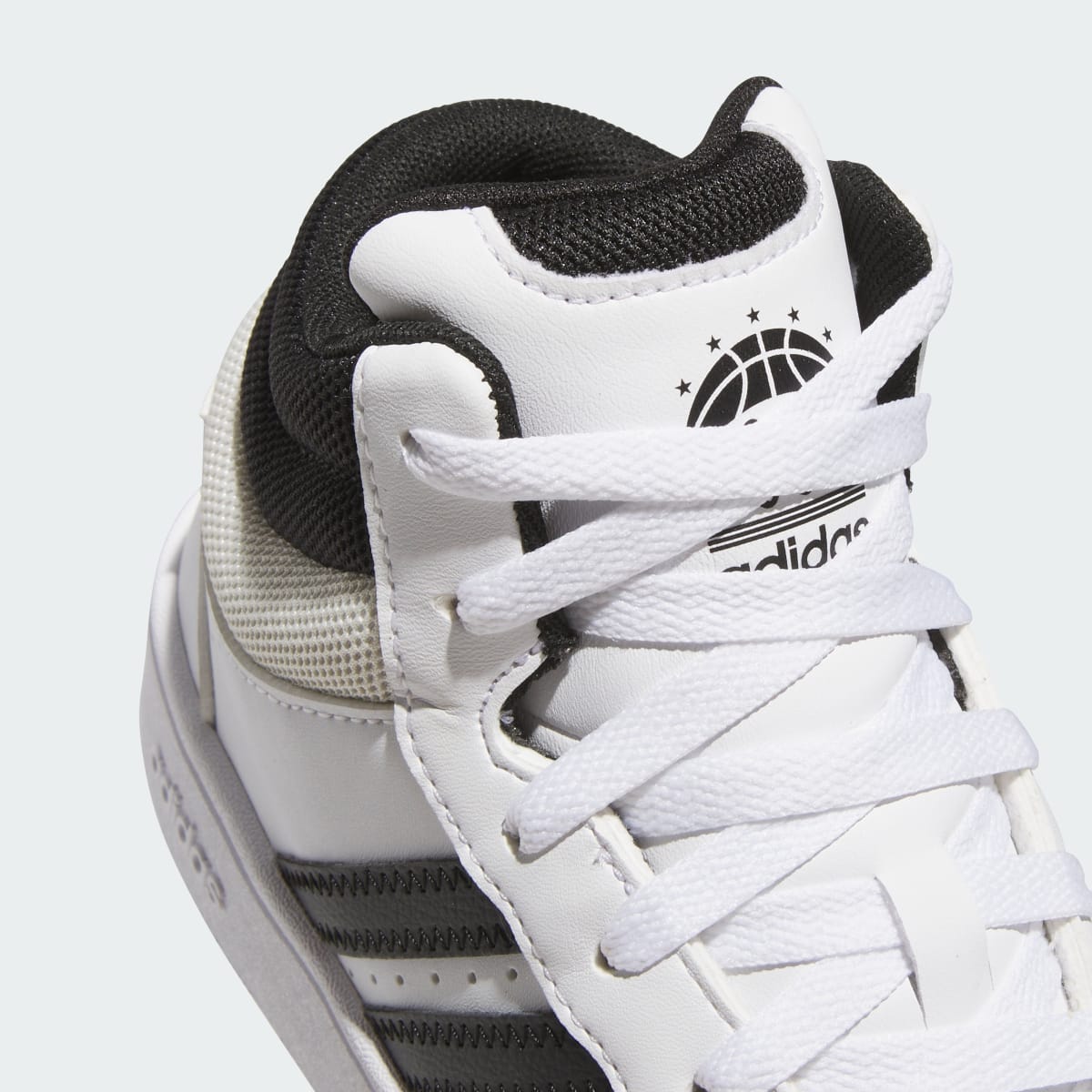 Adidas Kids' HOOPS MID CLASSIC SHOES - Cloud White / Core Black / Orbit Grey - Image 9