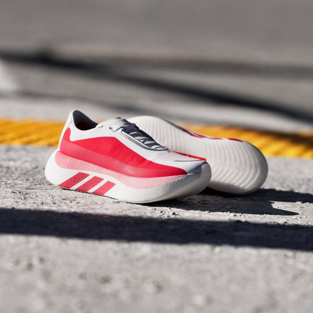 Adidas Men's HYPERBOOST EDGE Running Shoes - Cloud White / Pure Ruby / Zero Metalic - Image 9
