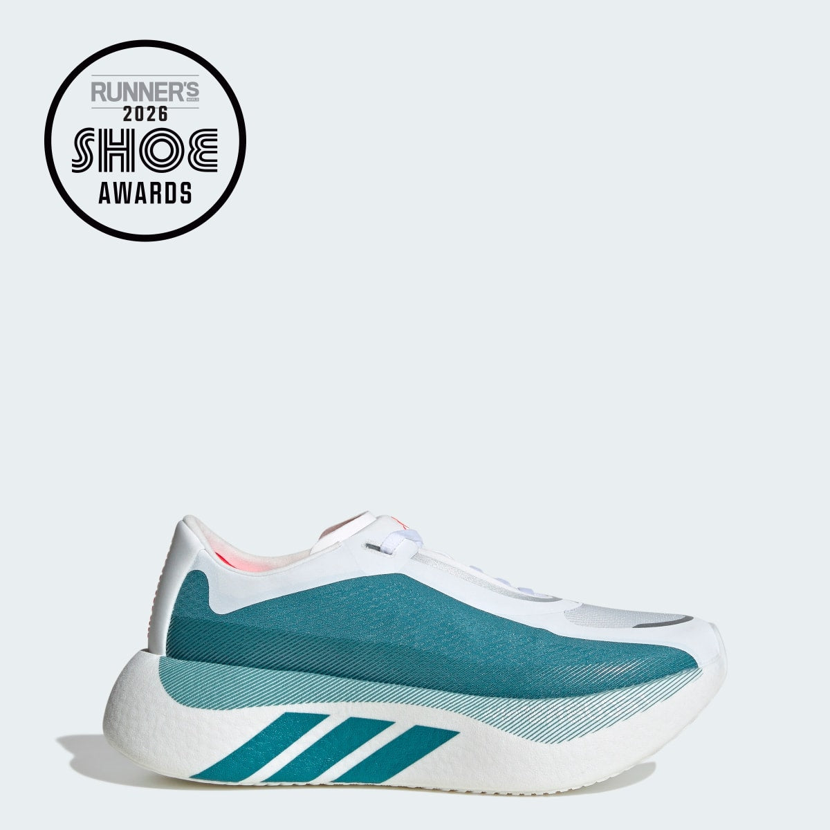 Adidas Women's HYPERBOOST EDGE Running Shoes - Cloud White / Petrol Met. F17 / Lucid Red - Image 1