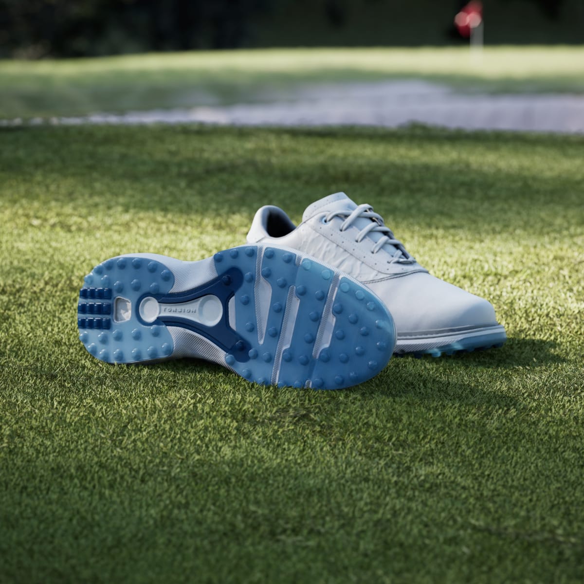 Adidas Men's MC70 SPIKELESS GOLF SHOES - Dash Grey / Halo Silver / Lucid Ray Blue - Image 4