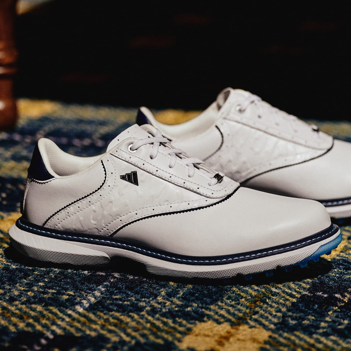 Adidas Women's MC70 SPIKELESS GOLF SHOES - Cloud White / Collegiate Navy / Lucid Ray Blue - Image 12