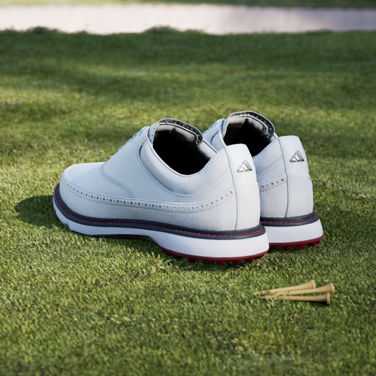 Adidas Men's MC80 SPIKELESS GOLF SHOES - Cloud White / Collegiate Navy / Red - Image 6