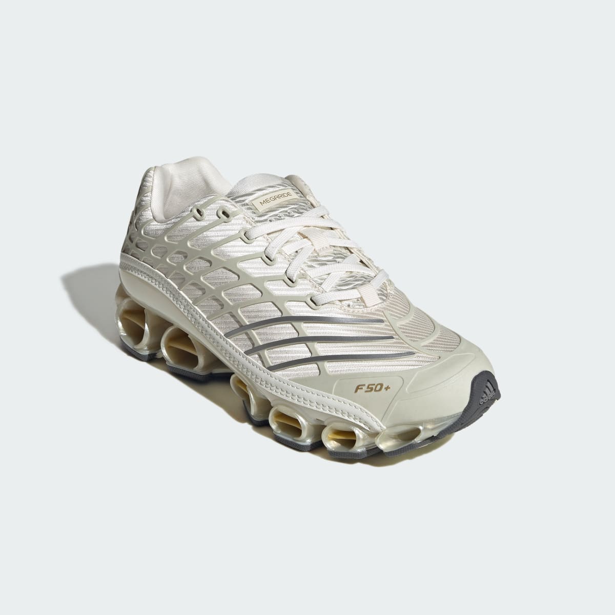 Adidas Men's MEGARIDE F50 SHOES - Cloud White / Ice Gold Met. / Gold Metallic - Image 4