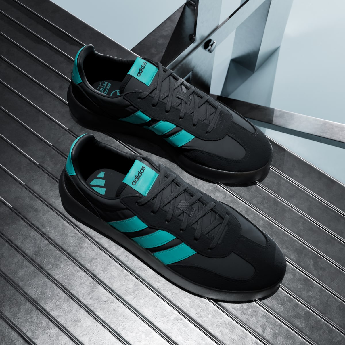 Adidas Men's MERCEDES - AMG PETRONAS FORMULA ONE TEAM BARREDA DECODE SHOES - Carbon / Semi Mint Rush / Core Black - Image 8
