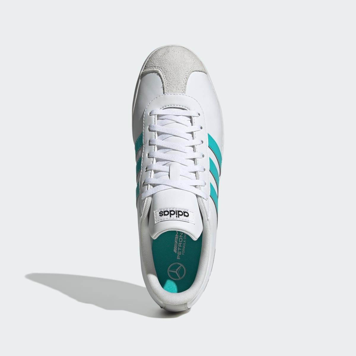 Adidas Men's MERCEDES - AMG PETRONAS FORMULA ONE TEAM VL COURT SHOES - Cloud White / Semi Mint Rush / Core Black - Image 2