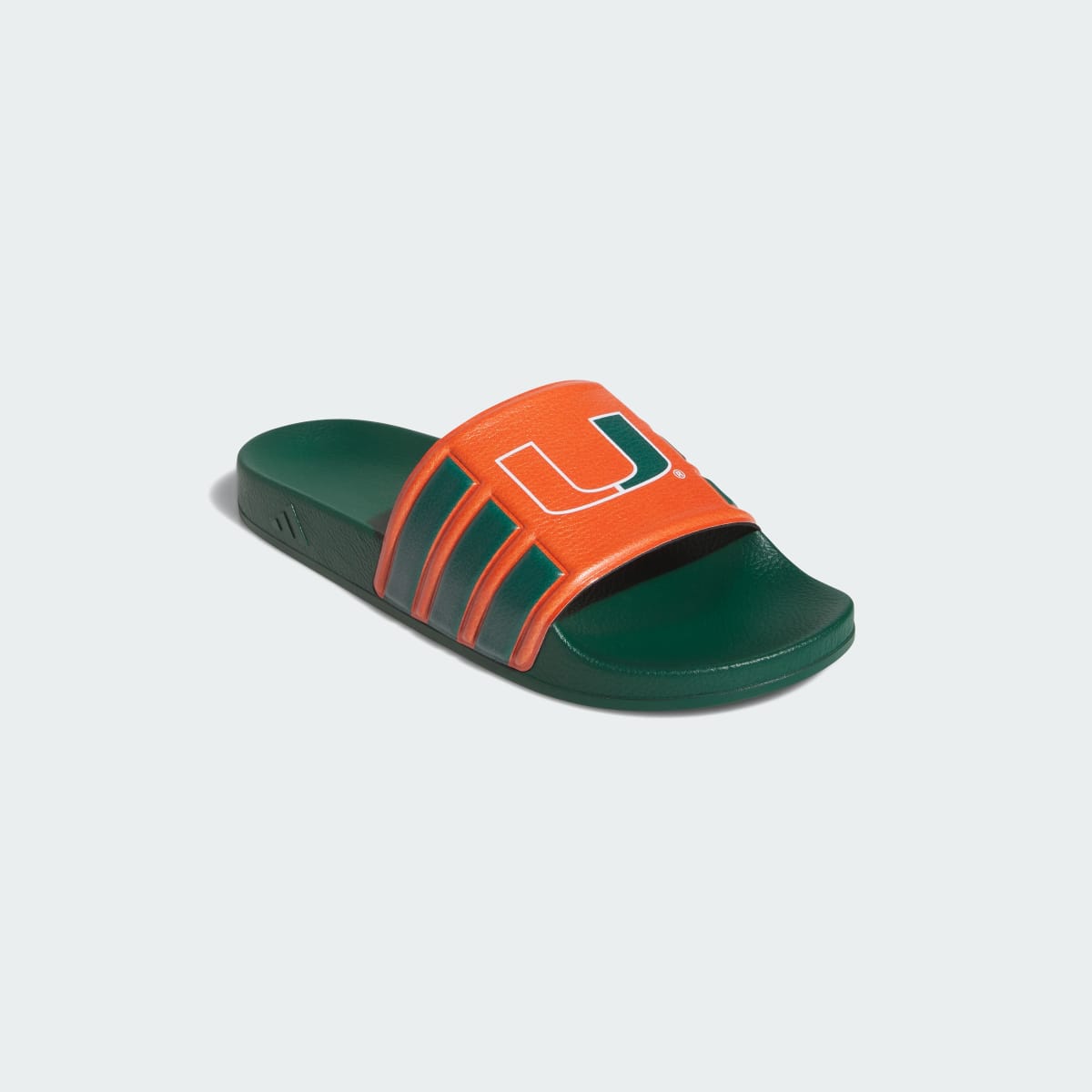 Adidas Men's MIAMI HURRICANES PERFORMANCE SLIDE - Dark Green / Collegiate Orange / Cloud White - Image 4