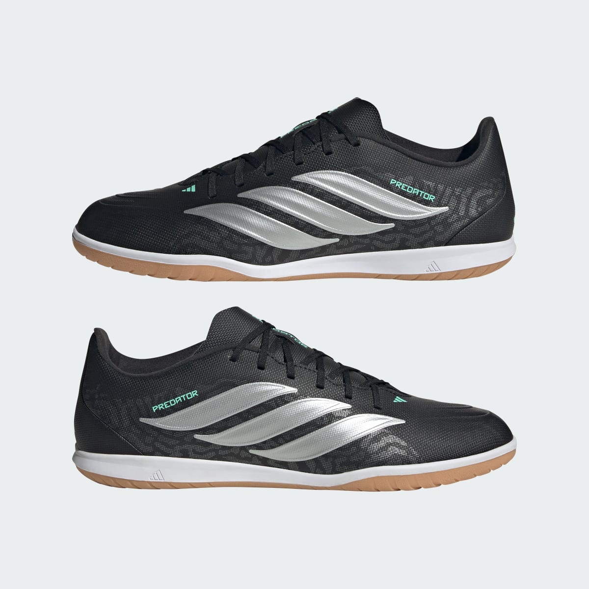 Adidas Men's PREDATOR CLUB Sala Indoor Soccer Cleats - Core Black / Silver Metallic / Pulse Mint - Image 8