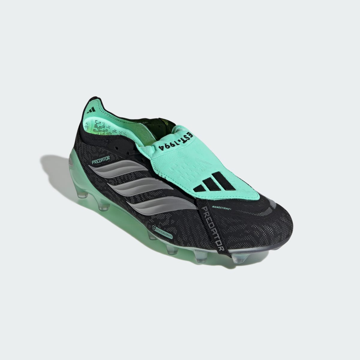 Adidas Women's PREDATOR ELITE Fold-Over Tongue Artificial Ground Soccer Cleats - Core Black / Silver Metallic / Pulse Mint - Image 5