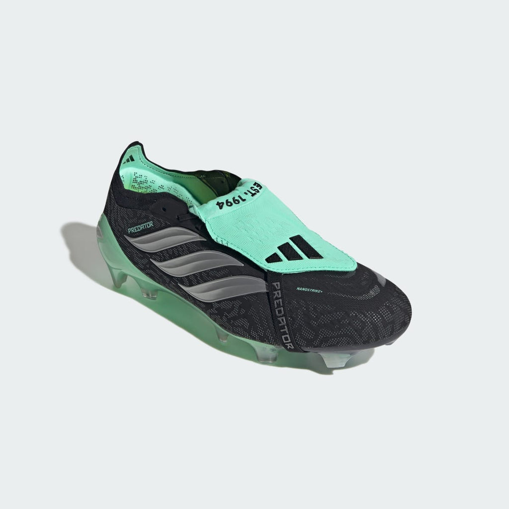 Adidas Men's PREDATOR ELITE Fold-Over Tongue Firm Ground Soccer Cleats - Core Black / Silver Metallic / Pulse Mint - Image 5