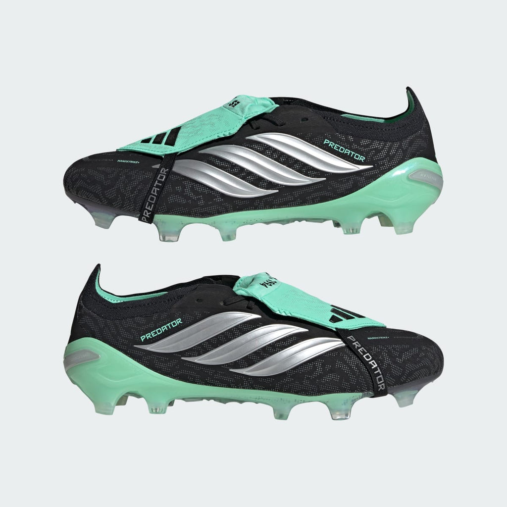 Adidas Men's PREDATOR ELITE Fold-Over Tongue Firm Ground Soccer Cleats - Core Black / Silver Metallic / Pulse Mint - Image 8