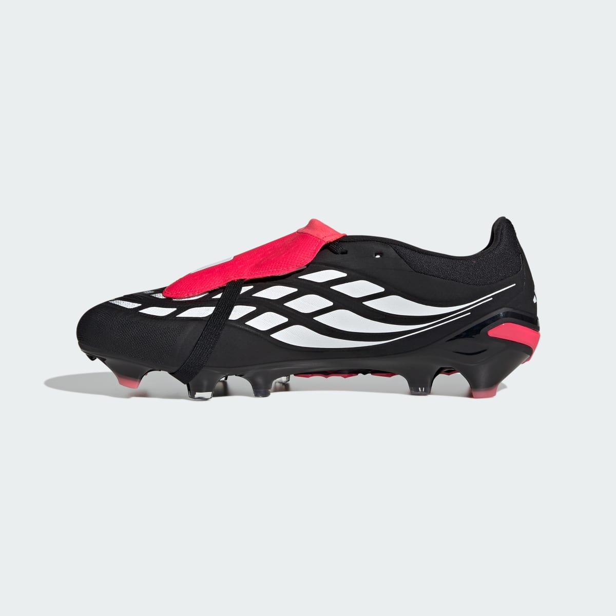 Adidas Men's PREDATOR PRO Fold-Over Tongue Firm Ground Soccer Cleats - Core Black / Cloud White / Lucid Red - Image 7
