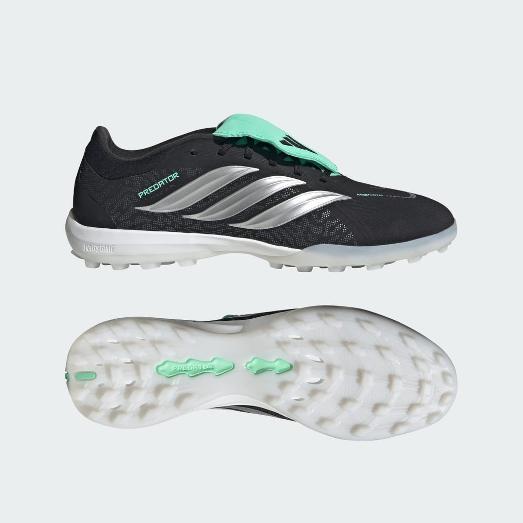 Adidas Men's PREDATOR PRO Fold-Over Tongue Turf Soccer Cleats - Core Black / Silver Metallic / Pulse Mint - Image 1