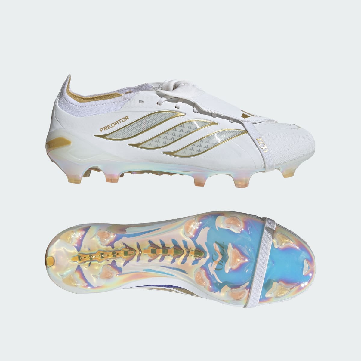 Adidas Women's Predator Elite Zidane Fold-Over Tongue Firm Ground Soccer Cleats - Cloud White / Cloud White / Gold Metallic - Image 1