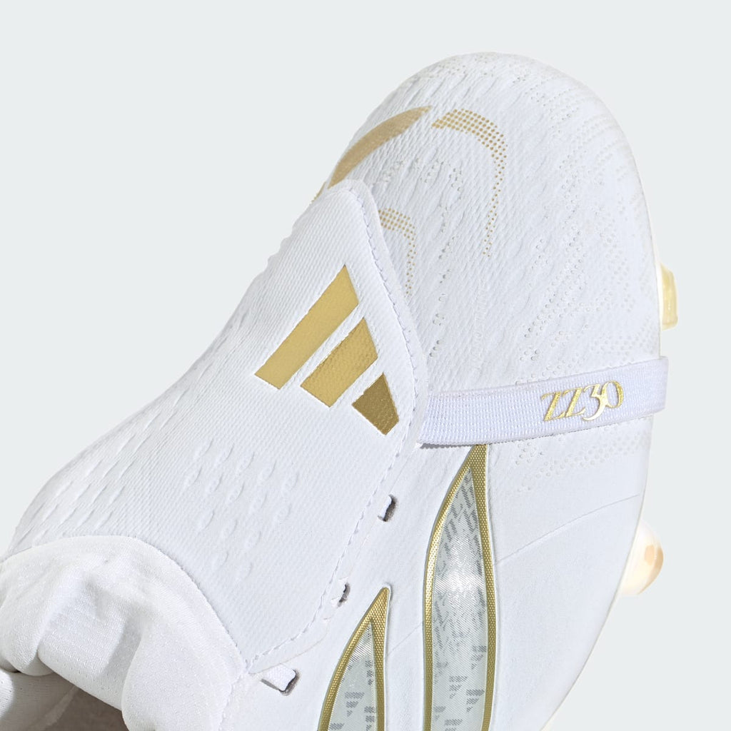 Adidas Men's Predator Elite Zidane Fold-Over Tongue Firm Ground Soccer Cleats - Cloud White / Cloud White / Gold Metallic - Image 9