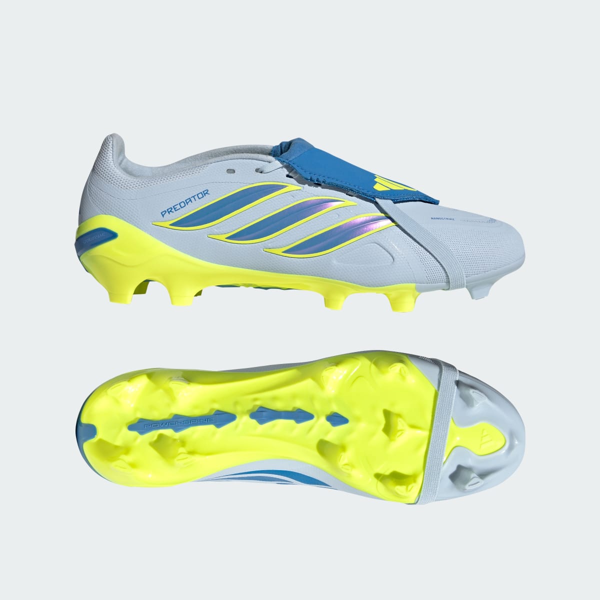 Adidas Men's Predator League Fold-Over Tongue Firm Ground Soccer Cleats - Crystal Sky / Ray Blue / Team Solar Yellow 2 - Image 1
